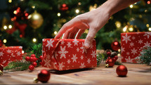 Christmas gifts with decorative paper under the tree