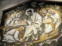Mosaic of Jesus with the woman washing his feet