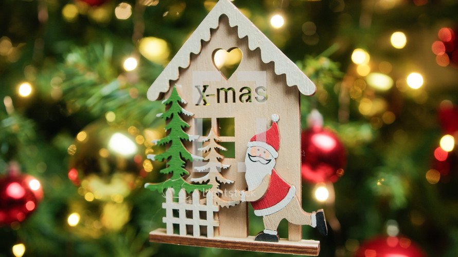 Small Christmas house decoration background.