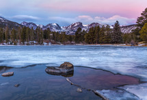 frozen mountain lake 
