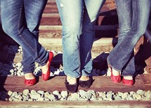 feet of teen girls on railroad tracks 