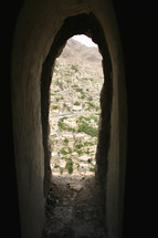 tunnel view of a city in Yemen