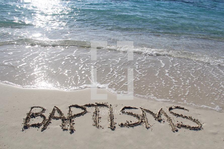 word baptisms written in the sand 
