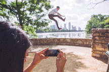 man jumping a wall 