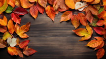 Top view of fall leaves background. 