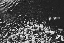 rocks and pebbles in a stream bed 