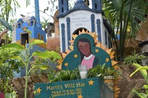Memorials and colorful tombstones in a Mexican Cemetery 