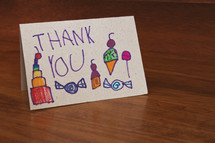 hand drawn child's thank you card 