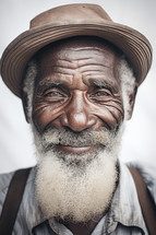 Portrait of old afro american man expressing positive emotions.