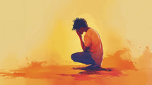 A solitary figure is immersed in a moment of solemn prayer, enveloped by a radiant, warm glow. The young man's silhouette is set against a backdrop of soft, diffuse light, capturing a personal moment of reflection and devotion.