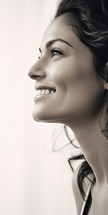 Portrait of beautiful young woman. Profile view.