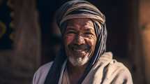 AI portrait of a man from the bible, smiling.