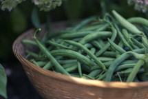 Green beans in a basket.