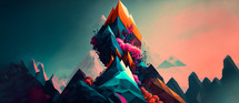 Abstract art. Colorful painting art of an abstract mountain landscape. Background illustration.