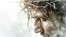 Poignant portrayal of Jesus with a crown of thorns.