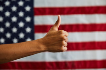 American flag and thumbs up 
