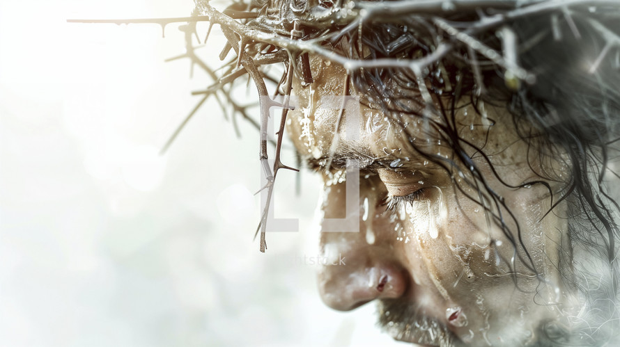 Poignant portrayal of Jesus with a crown of thorns.