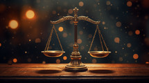 Law scales with bokeh background. Justice concept. 