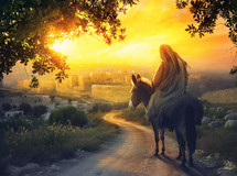 Jesus rides into Jerusalem on Palm Sunday