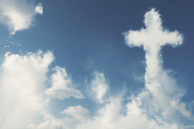 A cross made out of clouds in the sky