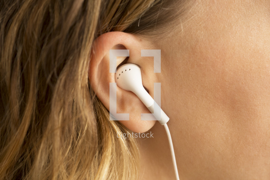 earbuds in an ear 