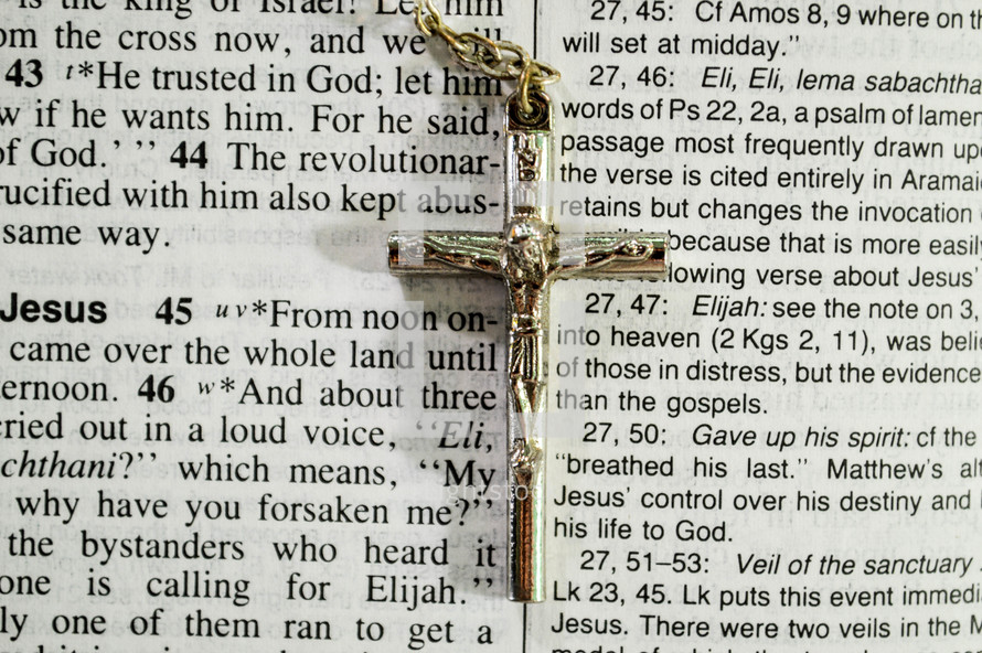 Crucifix on the pages of a Bible 