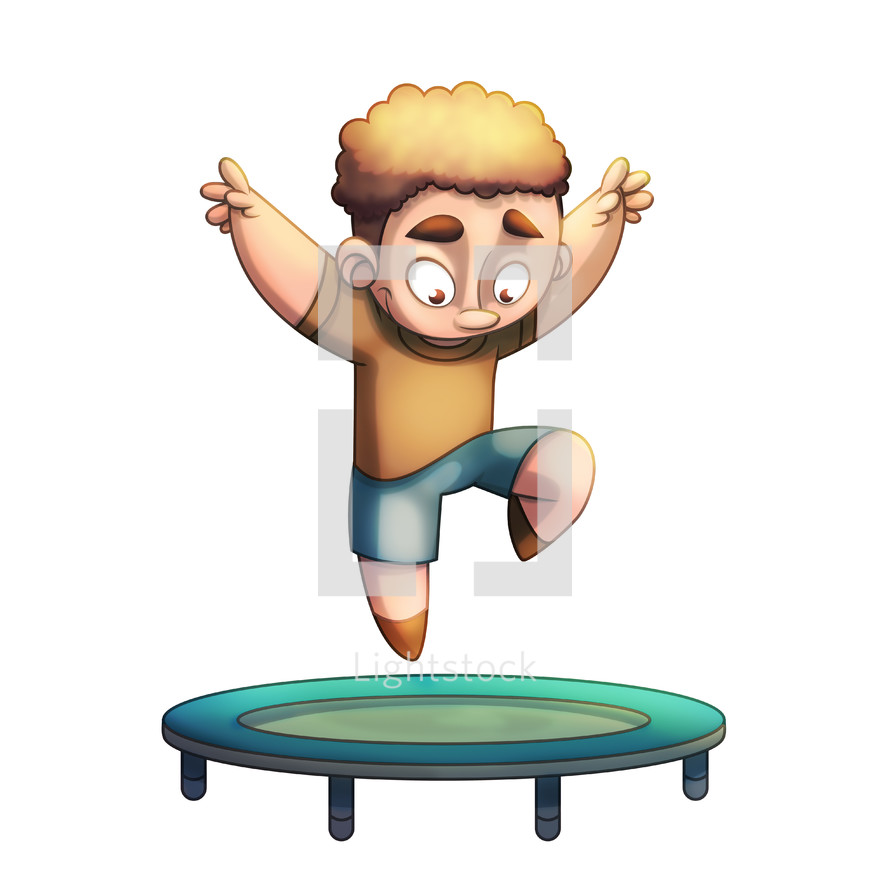 boy jumping on a trampoline 