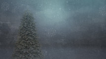 snowflakes and evergreen tree