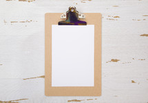 clipboard with white paper 