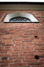 A church window seen from below