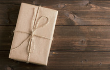 brown paper wrapped gift 