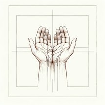 Sacred Scars: The Stigmata of Christ. Human hands, sketch. Vector illustration.