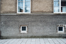 concrete wall with windows 