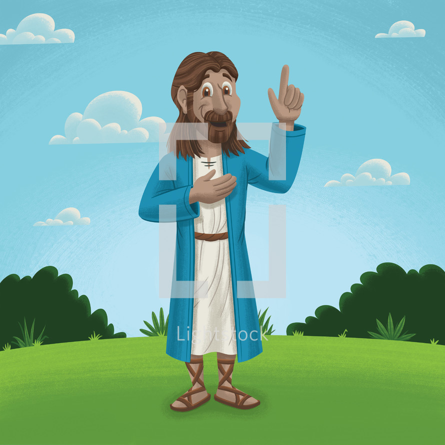 cartoon of Jesus teaching 