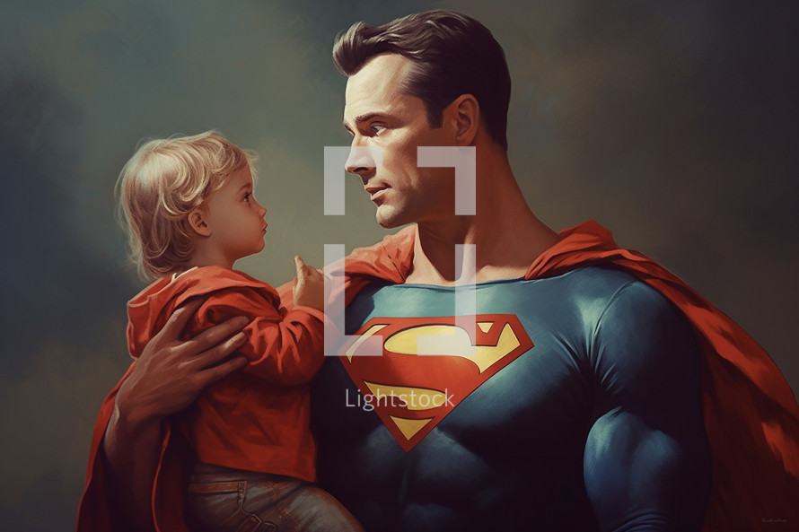 Super dad and child