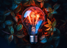 light bulb with a brain close up concept of the idea view Created With Generative AI Technology	