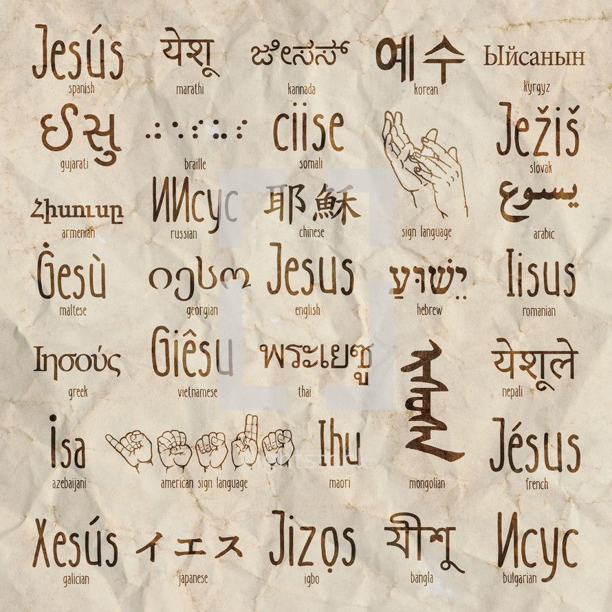 word Jesus in various languages 