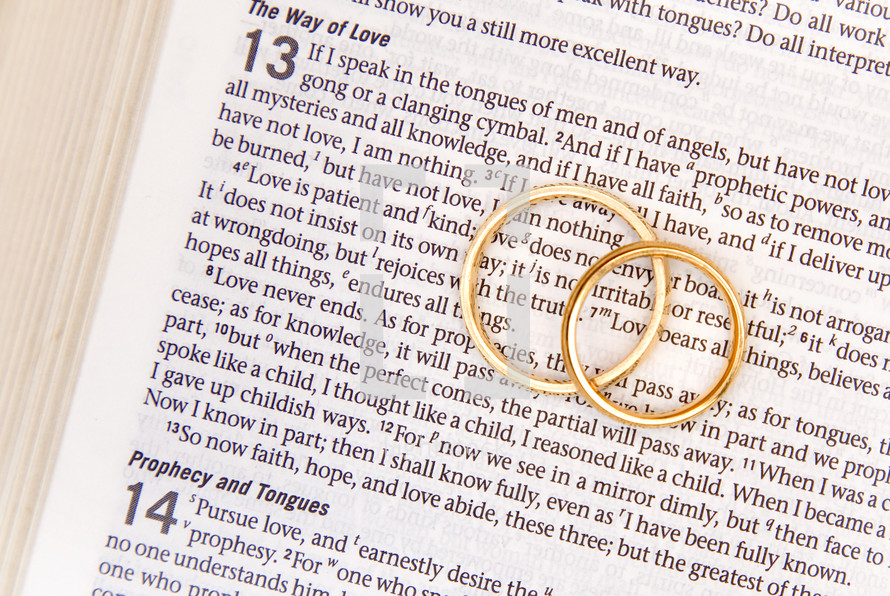 wedding bands on the pages of a Bible 