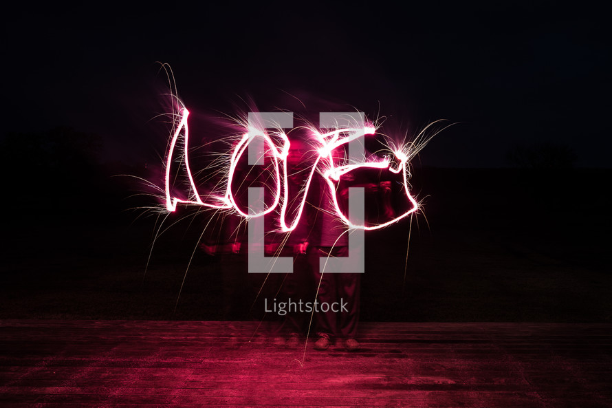 word Love in lights