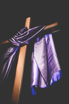 cross draped in purple for Lent 