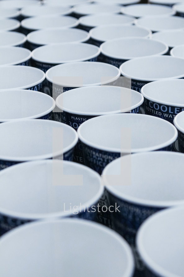 rows of cups of water