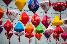 Colored Chinese lanterns in the street