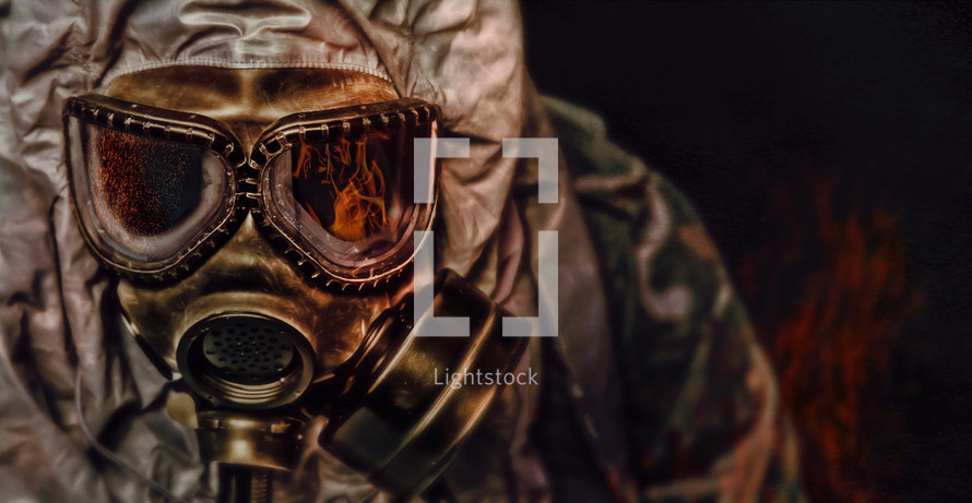 man in a gas mask 