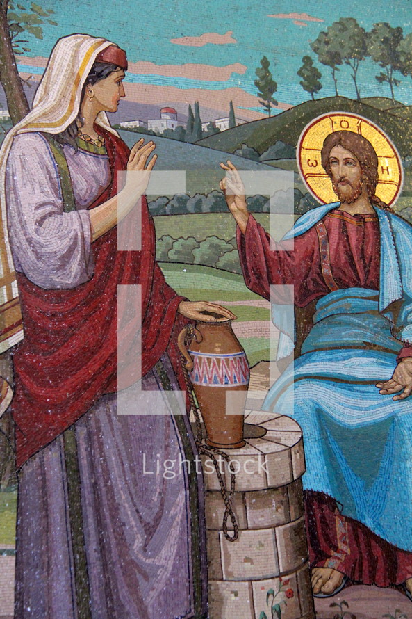 Jesus with the woman at the well 