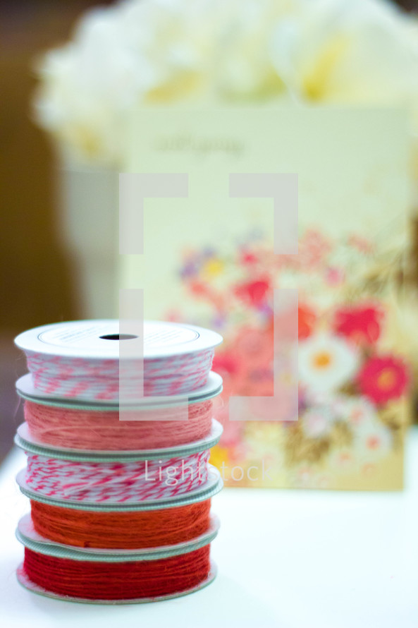 stacked ribbon, floral paper, Valentines day