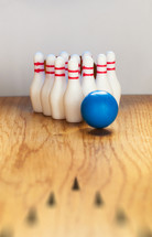 bowling bowl and pins 