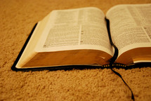 open Bible on a carpet