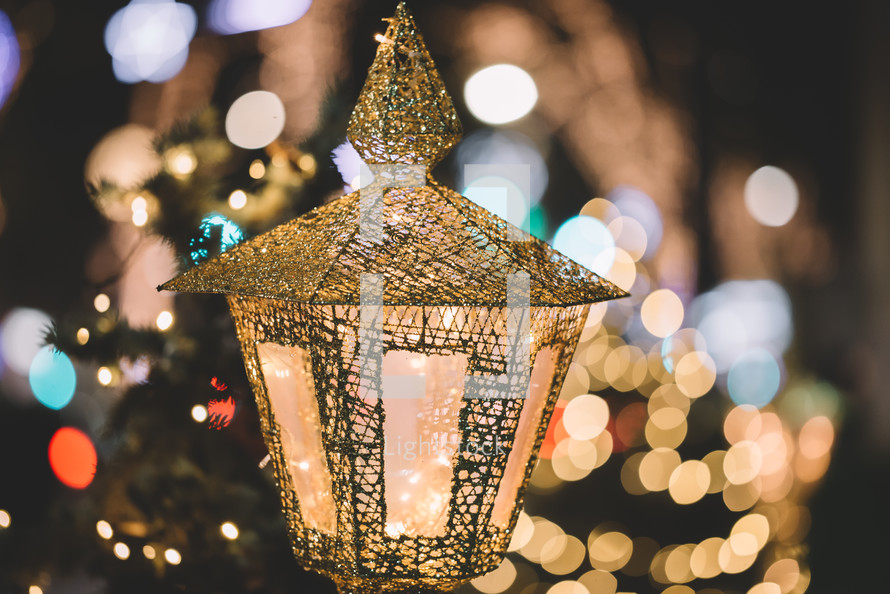 Christmas illuminations and decorative street lamp