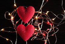 Red decorative hearts for the Valentine's Day