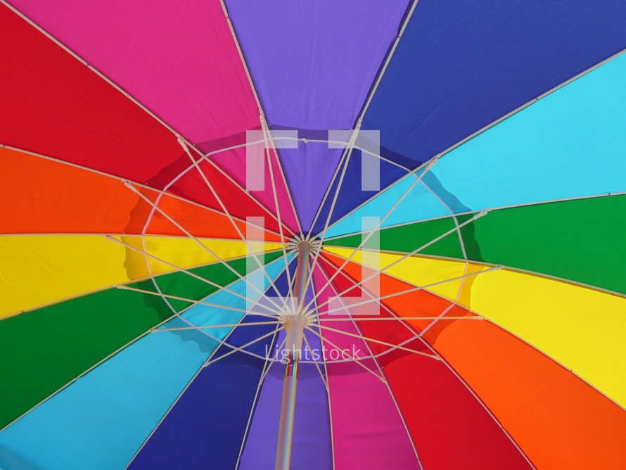 open rainbow umbrella closeup